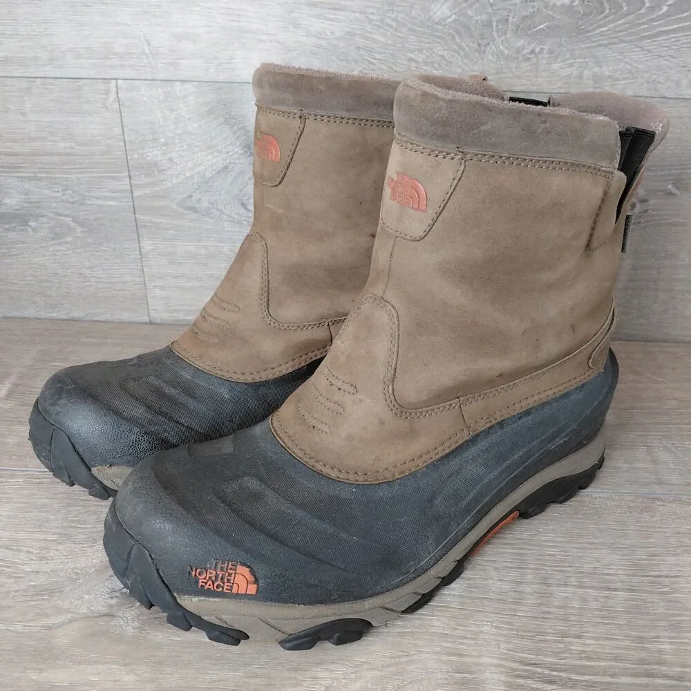 The North Face Chilkat Brown Leather Waterproof Insulated Snow Boots Men Size 12